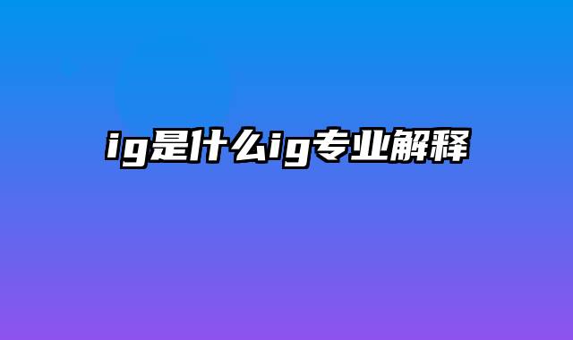 ig是什么ig专业解释