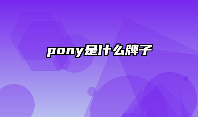 pony是什么牌子