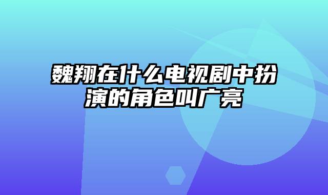 魏翔在什么电视剧中扮演的角色叫广亮