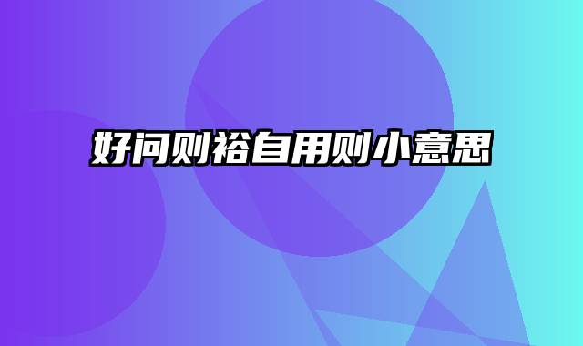 好问则裕自用则小意思