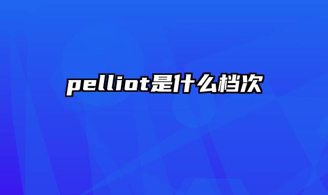 pelliot是什么档次