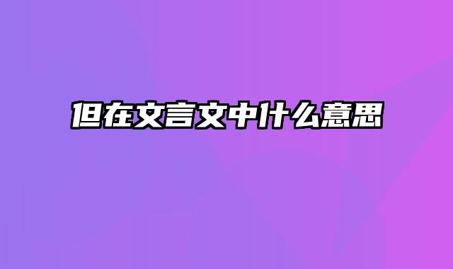 但在文言文中什么意思