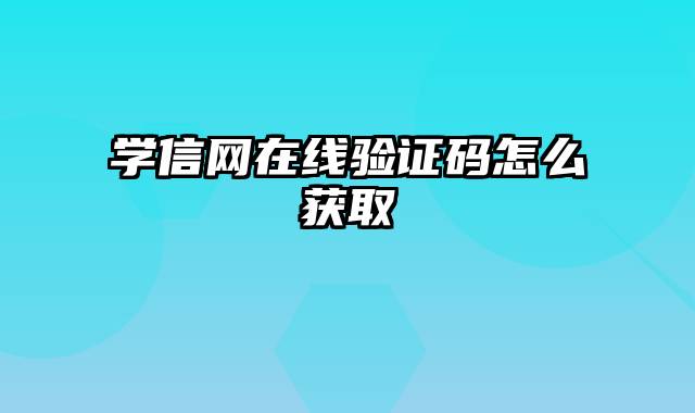 学信网在线验证码怎么获取