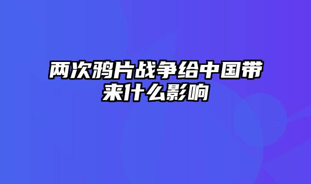 两次鸦片战争给中国带来什么影响