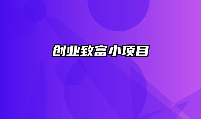 创业致富小项目