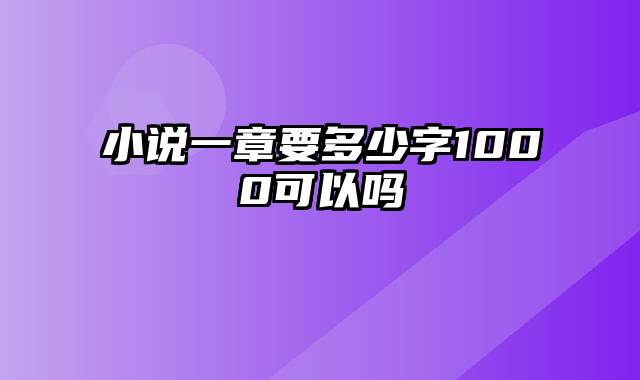 小说一章要多少字1000可以吗