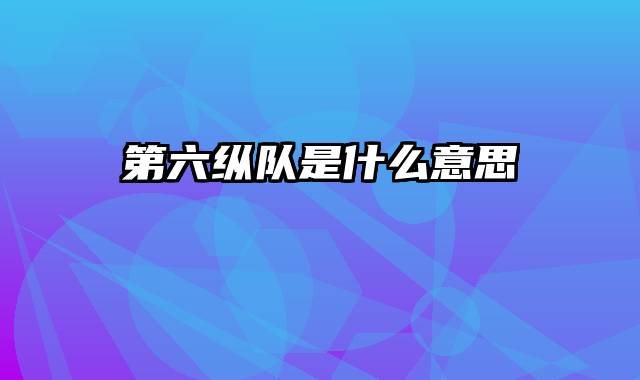 第六纵队是什么意思