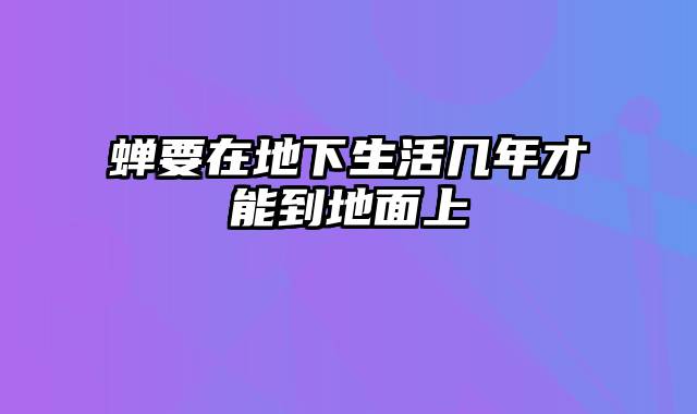 蝉要在地下生活几年才能到地面上