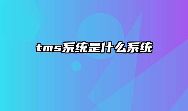 tms系统是什么系统