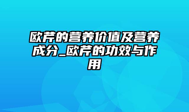 欧芹的营养价值及营养成分_欧芹的功效与作用