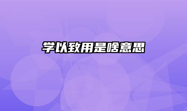 学以致用是啥意思