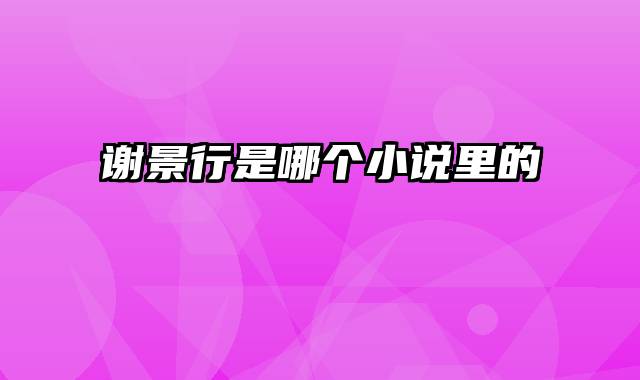 谢景行是哪个小说里的