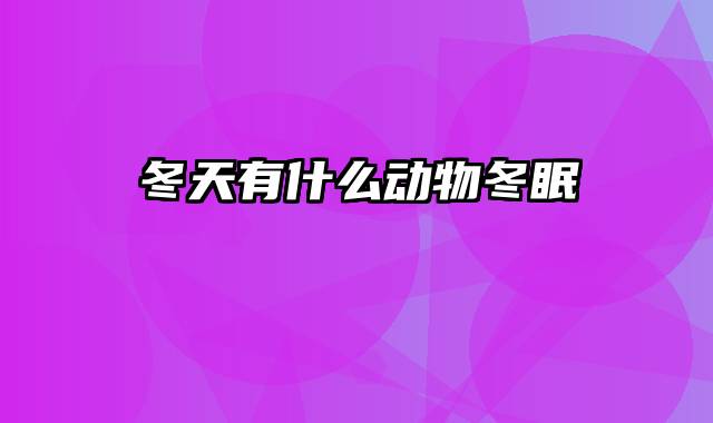 冬天有什么动物冬眠