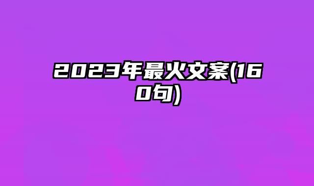 2023年最火文案(160句)