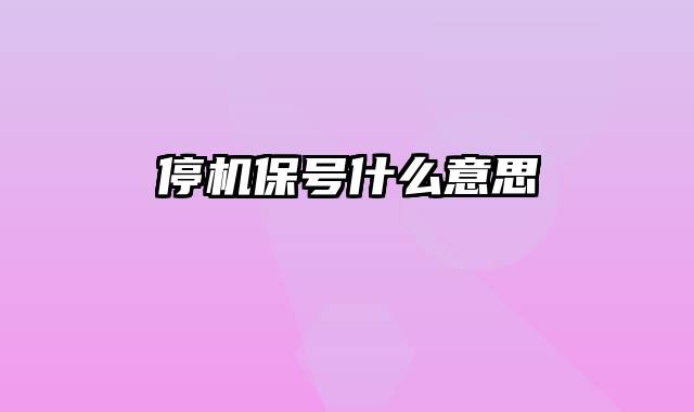 停机保号什么意思
