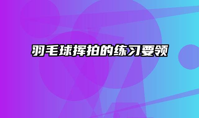 羽毛球挥拍的练习要领