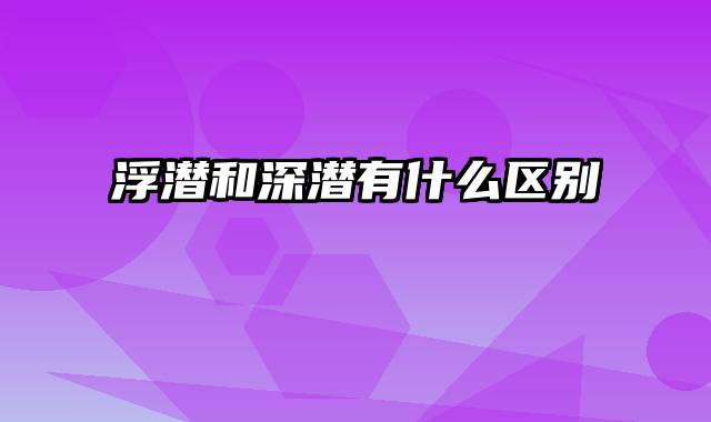 浮潜和深潜有什么区别