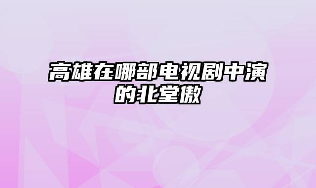 高雄在哪部电视剧中演的北堂傲