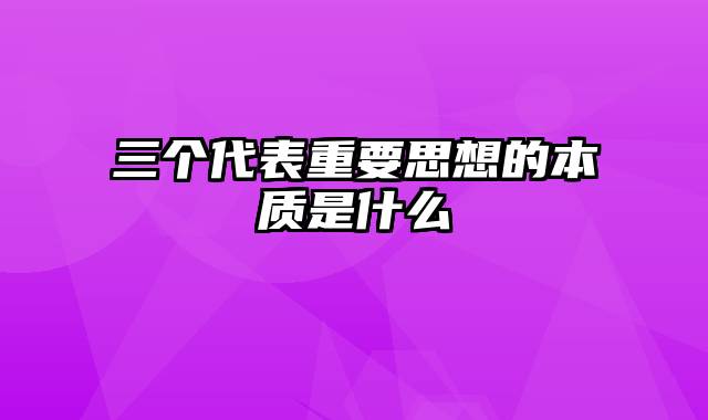 三个代表重要思想的本质是什么