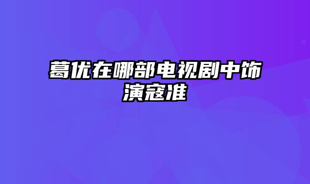 葛优在哪部电视剧中饰演寇准