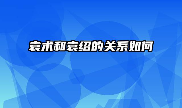 袁术和袁绍的关系如何