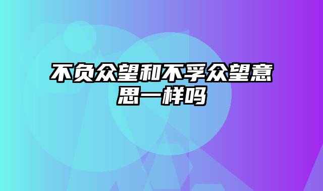 不负众望和不孚众望意思一样吗