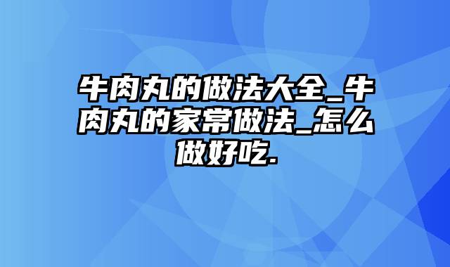 牛肉丸的做法大全_牛肉丸的家常做法_怎么做好吃.