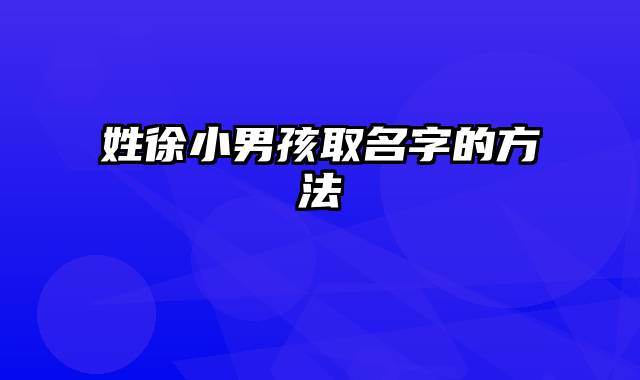 姓徐小男孩取名字的方法