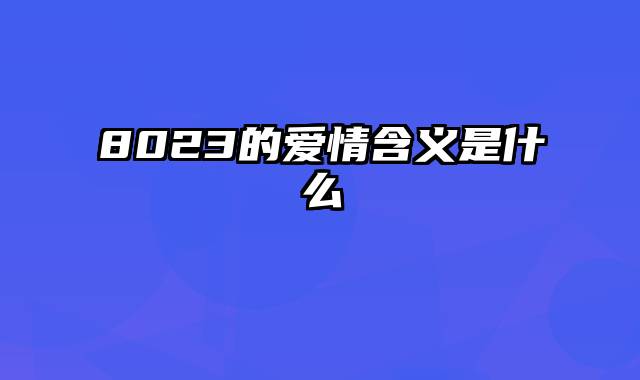 8023的爱情含义是什么