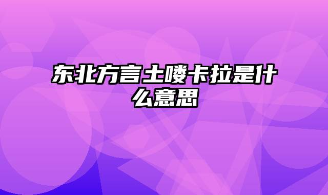 东北方言土喽卡拉是什么意思