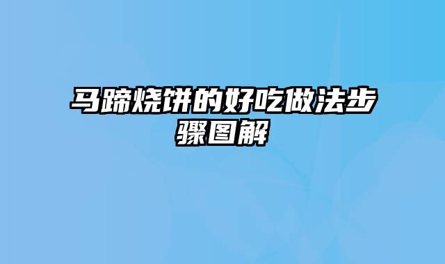 马蹄烧饼的好吃做法步骤图解