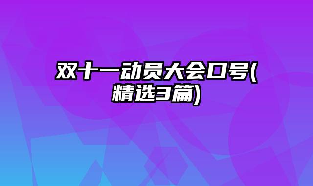 双十一动员大会口号(精选3篇)