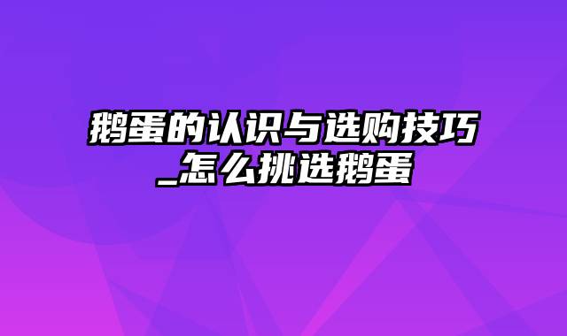 鹅蛋的认识与选购技巧_怎么挑选鹅蛋