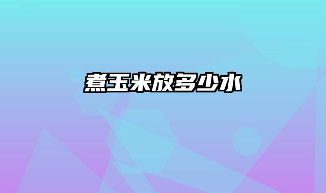 煮玉米放多少水