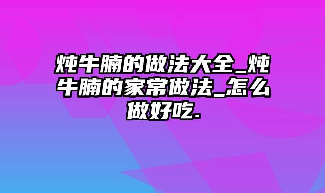 炖牛腩的做法大全_炖牛腩的家常做法_怎么做好吃.