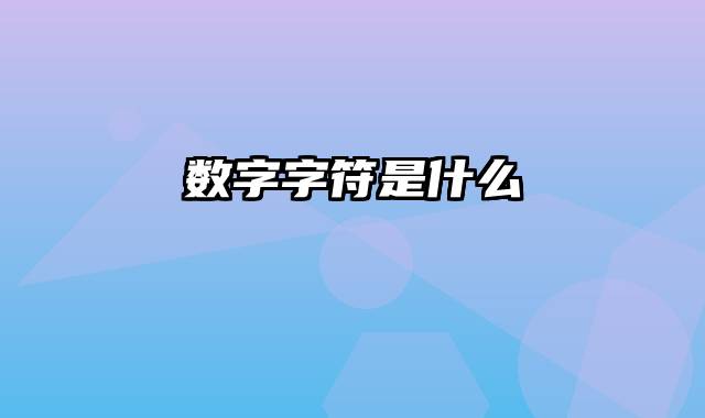 数字字符是什么