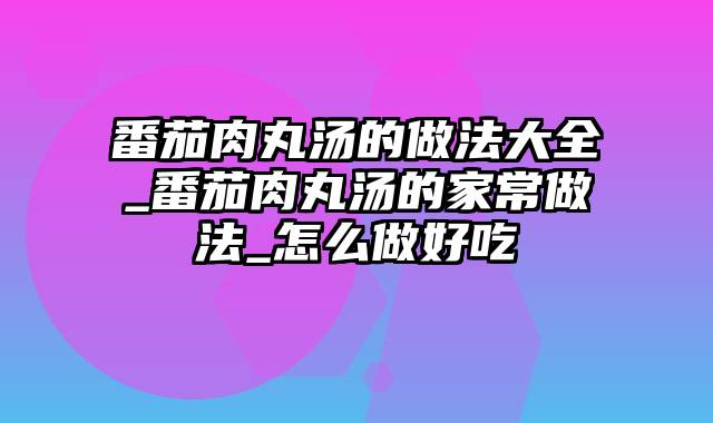 番茄肉丸汤的做法大全_番茄肉丸汤的家常做法_怎么做好吃