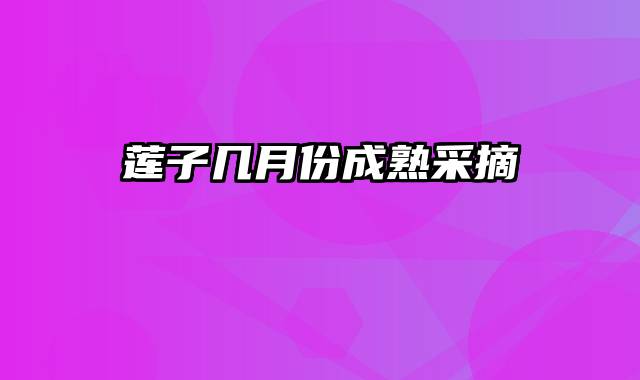 莲子几月份成熟采摘