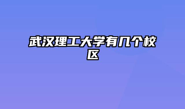 武汉理工大学有几个校区