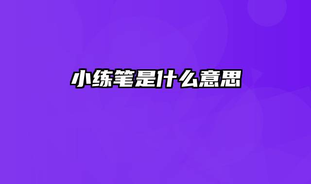 小练笔是什么意思