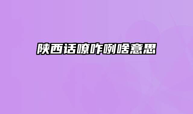 陕西话嘹咋咧啥意思