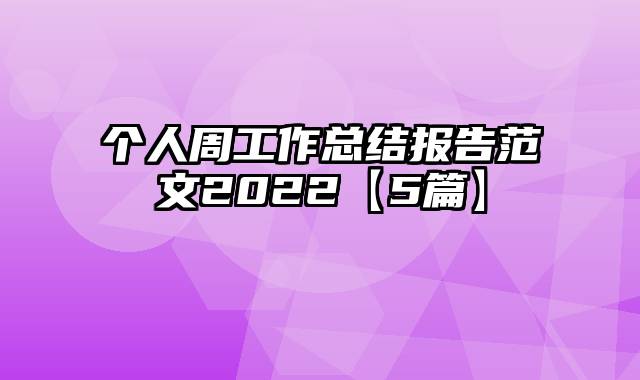 个人周工作总结报告范文2022【5篇】