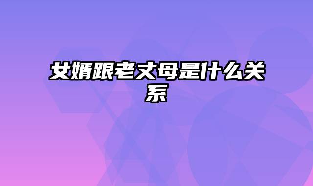 女婿跟老丈母是什么关系