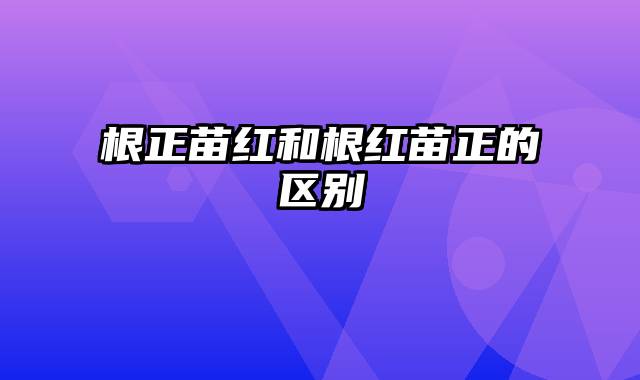 根正苗红和根红苗正的区别