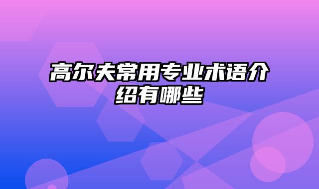 高尔夫常用专业术语介绍有哪些