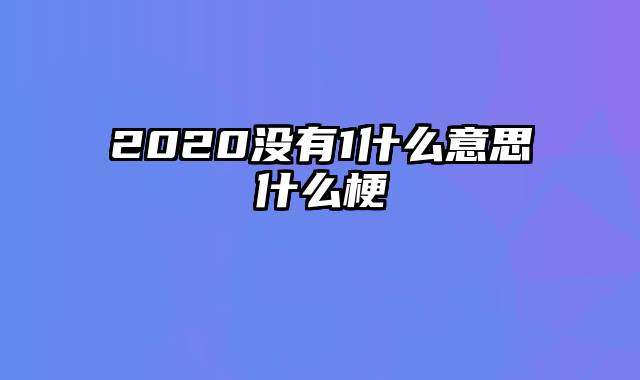 2020没有1什么意思什么梗