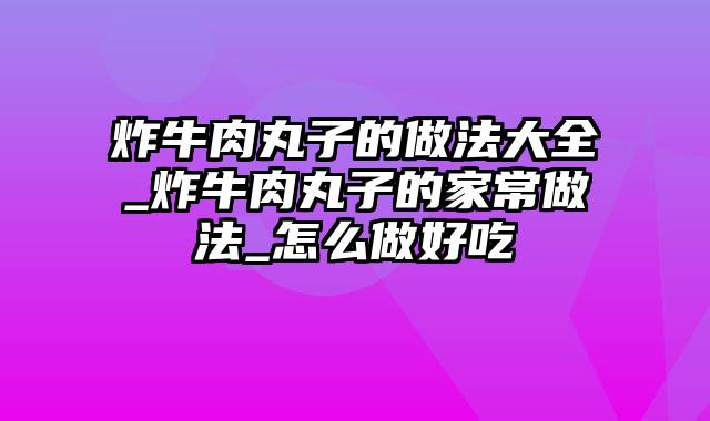 炸牛肉丸子的做法大全_炸牛肉丸子的家常做法_怎么做好吃