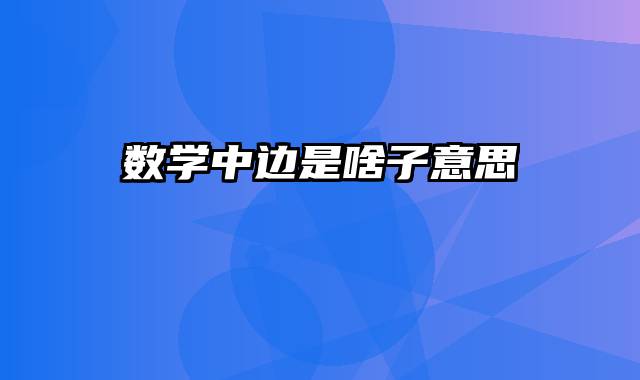 数学中边是啥子意思