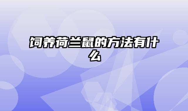 饲养荷兰鼠的方法有什么
