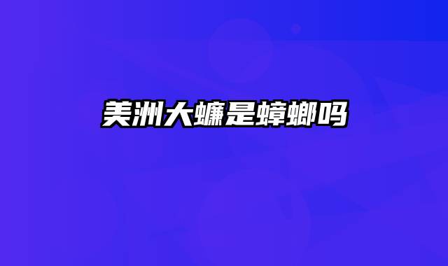 美洲大蠊是蟑螂吗